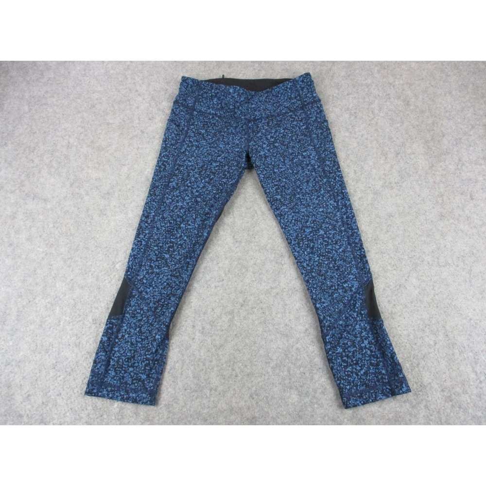 Lululemon Pants Womens 6 Blue Black Pace Rival Crop Floral Yoga Running Leggings